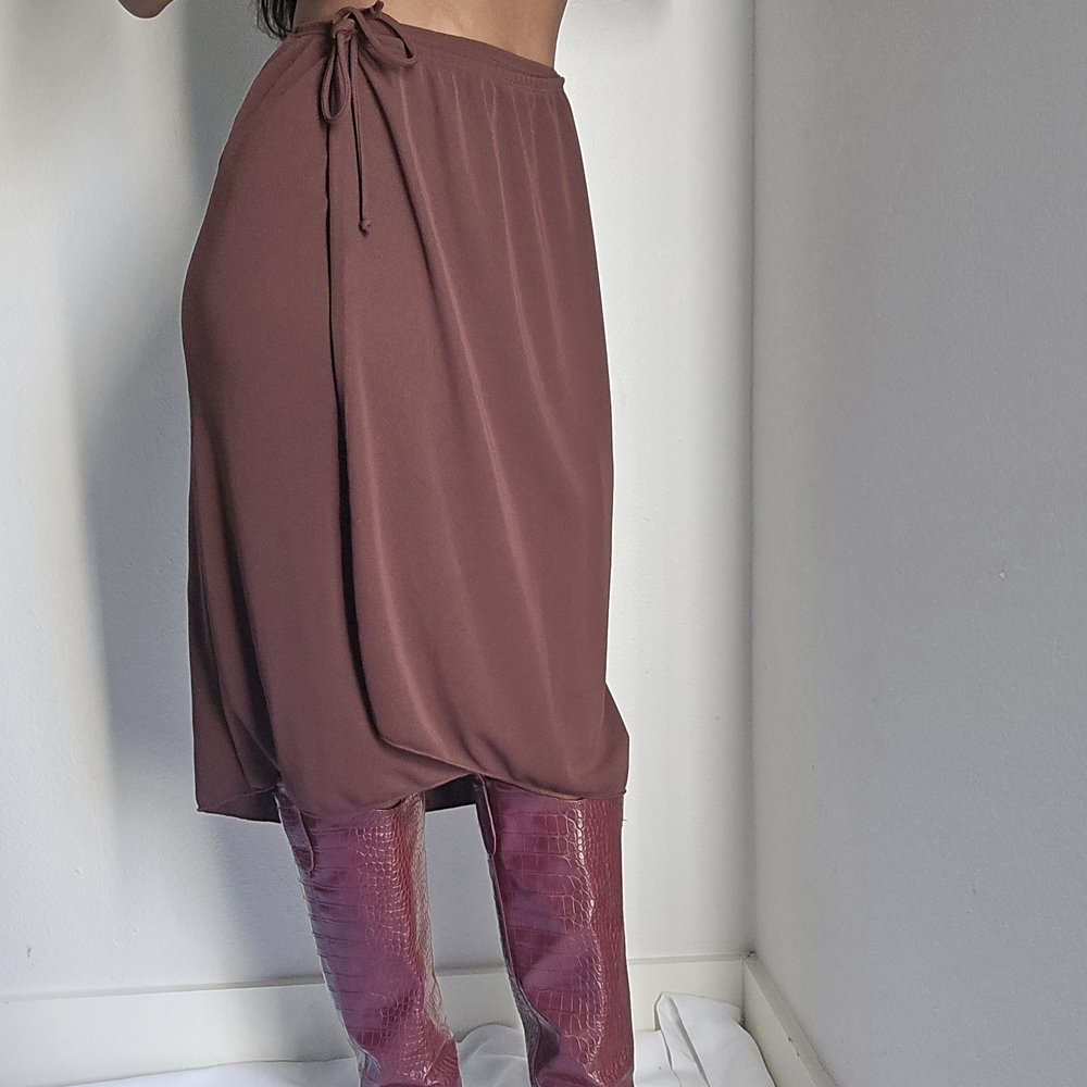 Y2k Chocolate Brown Boho Western Wrap Skirt